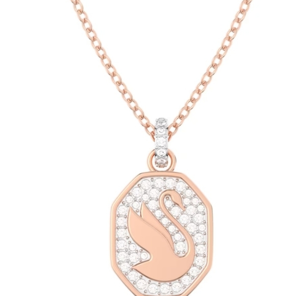 Signum pendantSwan, Long, White, Rose gold-tone plated - Picture 2 of 6